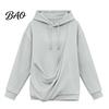 Entspannter Pullover Damen Haustier-Tasche Hoodie, Übergroßes Kapuzensweatshirt mit Kängurutasche, Katzenliebhaber Hoodie Hundetrage Top für Herbst Winter Lang