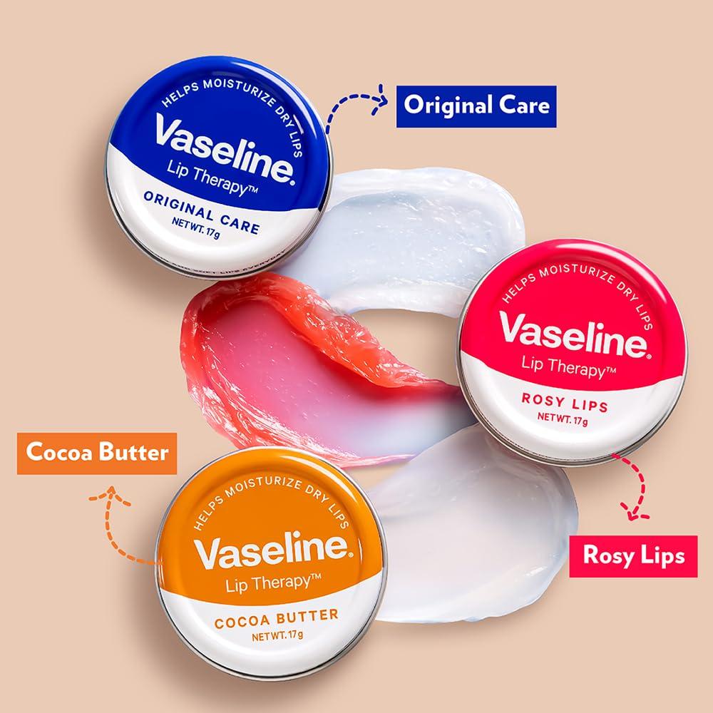 Vaseline Lip Tins Cocoa Butter 17 G Pack Of 2 Moisturizing Lip Balm For Dry Lips With Glossy Shine
