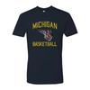 Michigan Wolverines Faded Retro Basketball T-Shirt Premium Cotton - Navy