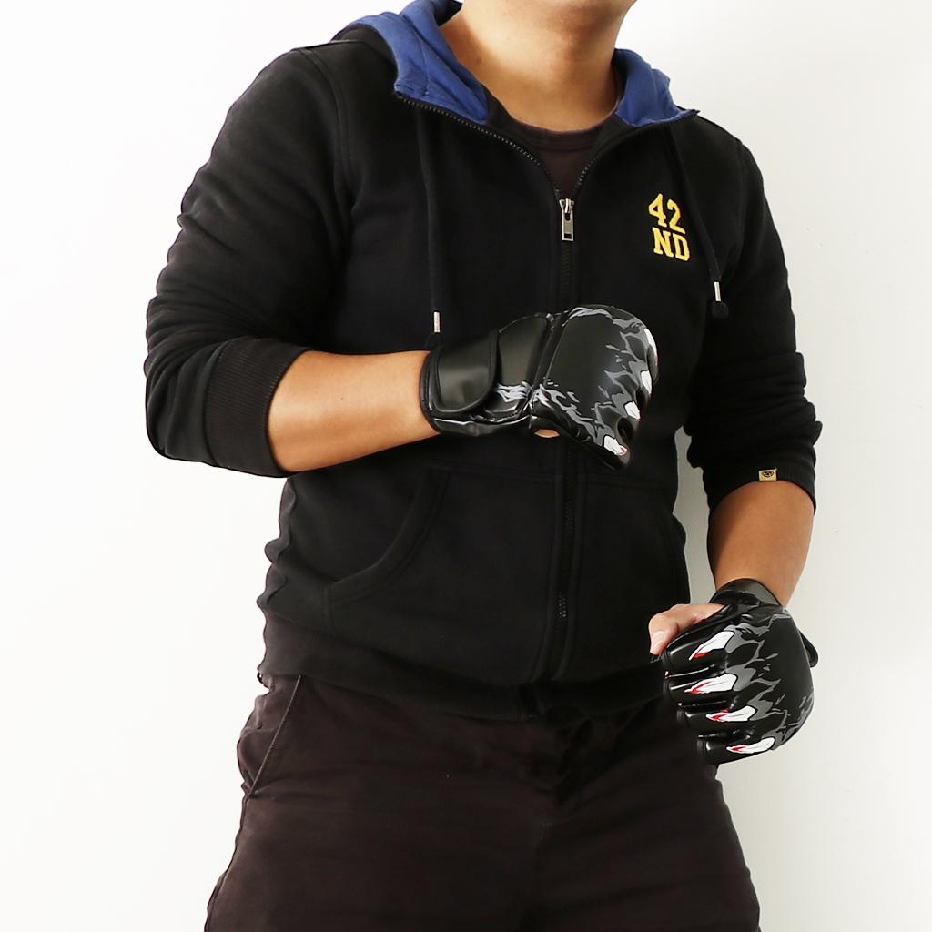 Half Finger Boxing Gloves PU Leather Sparring Mitts Combat Training Padded Gym Gloves for Boxing Bag Workout