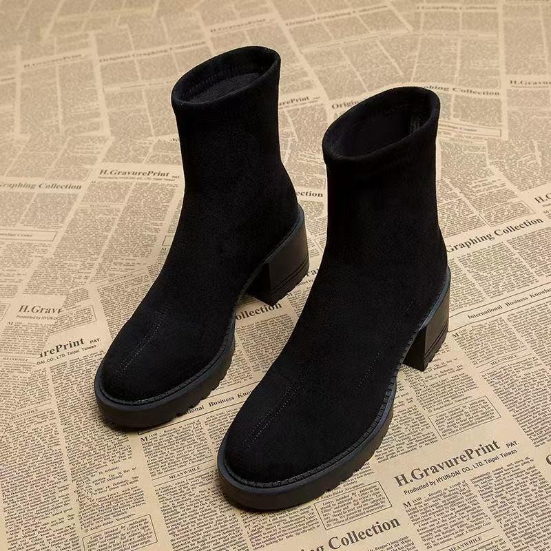 Boots for Women High Heels Suede Fashion Chunky Shoes Designer Luxury Winter Boots 2025 New Dress Botas Para Mujer Zapatos