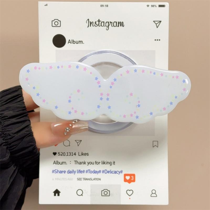 Korean Cute Cartoon Angel Wing For Magsafe Magnetic Phone Holder Grip Tok Stand For iPhone 16 Samsung S25 Wireless Charging Case 5