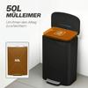 Trash Can Kitchen 50 Liter Pedal Bin with Stay-Open Function, Soft-Close Lid, Pedal, Black