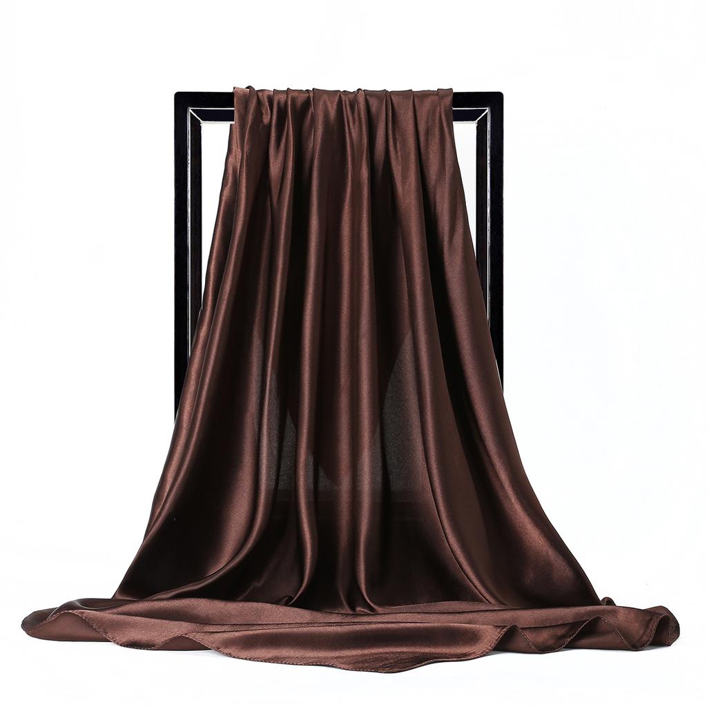Luxury Brand Silk Scarf Women Satin Solid Color Hijab Scarves Muslim Pareo Bandana Female Shawl Wrap Headband Foulard 90*90cm