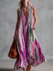 Women's Fashion Color Striped Sleeveless Deep V-Neck Off-Shoulder Dress