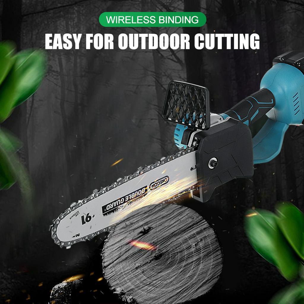 21V Cordless Electric Chain Saw Wood 8inch / 10inch Mini Cutter One-Hand Saw Woodworking Tool