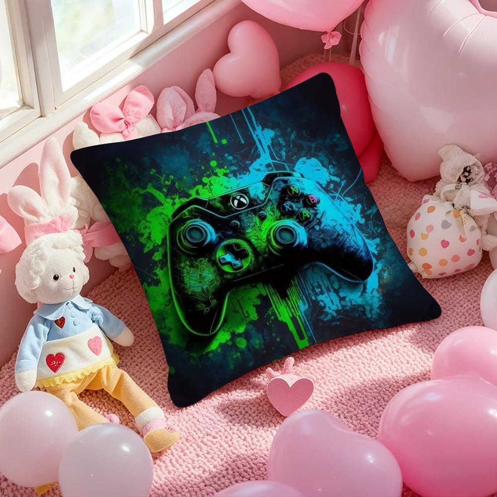 Hot Colorful Game Gamepad Pillow Case Soft Plush Fabric Double-Sided Printed Cushion Cover Warm Winter Sofa Pillow Case