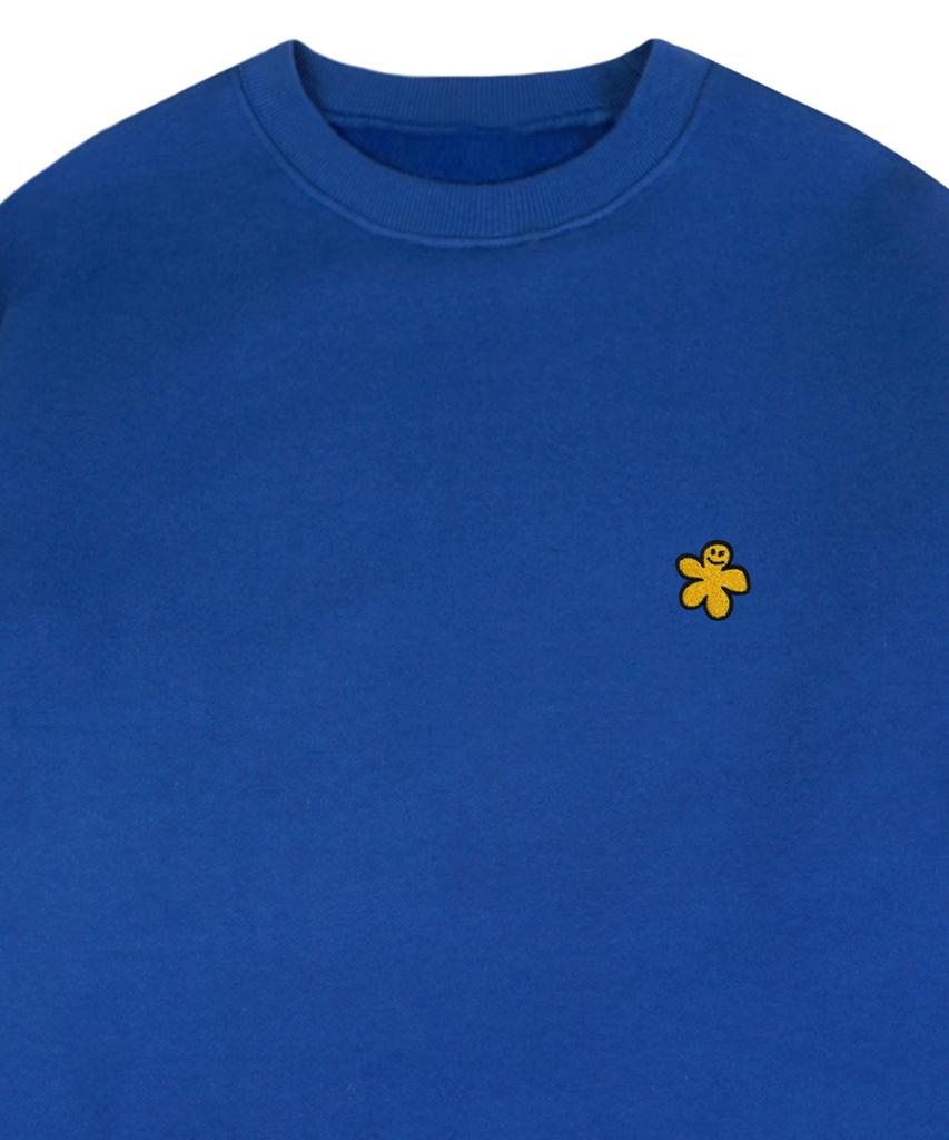 GRAVER [Unisex] Yellow Odd Flower Embroidered Sweatshirt_Cobalt Blue