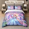 Unicorn Theme Custom Text Or Name 3Pcs Bedding Set 1 Flat Sheet & 2 Pillowcases Personalized Home Bedding