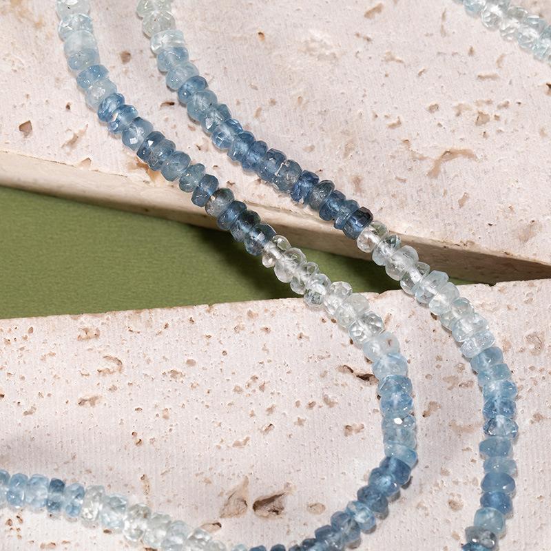 Color Treasure Jewelry Natural Aquamarine Beaded Necklace S925 Silver Accessories Xiaohongshu Wechat Channels