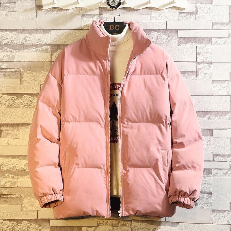 

5XL Мужская модная куртка-пуховик Толстая свободная уличная верхняя одежда Уличная зимняя одежда Свободное однотонное ветрозащитное ветровка-пуховик L розовый