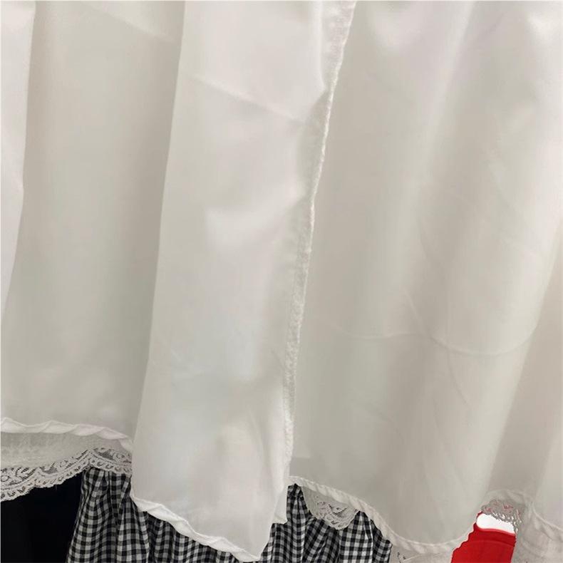 2025 Summer Women's High-Waist Slimming A-Line Mini Skirt: White Lace Layered Ballet Style