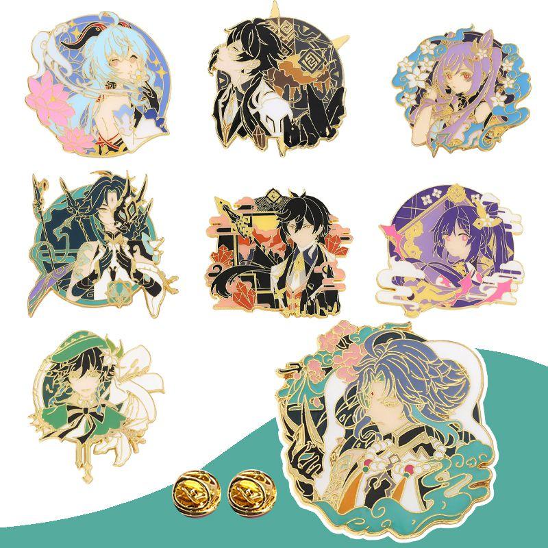 Vibrant Genshin Impact Character Badge High Quality Metal Brooch For Game Fans