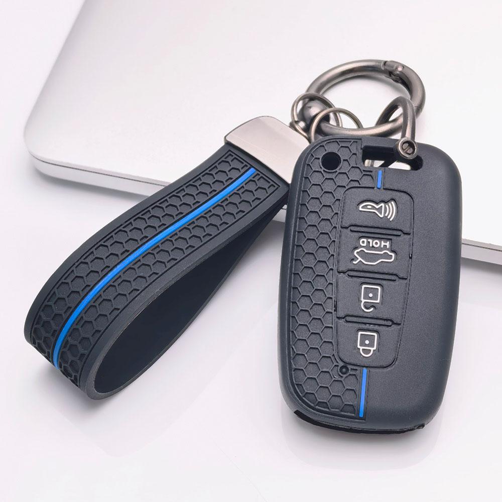 Premium Silicone Car Key Fob Cover For Hyundai I30 K2 K5 For KIA Optima K5 K3 With Keychain Soft Silicone Car Interior Accessories