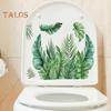 1 Sheet Toilet Sticker Self-Adhesive Waterproof No Trace Green Plant Leaves Mural Wall Sticker Decal Bathroom Toilet Decor