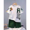 Summer Kids' Suit Boys' Loose Casual Crewneck Patterned Short-sleeved T-shirt and Shorts Comfortable Cool Tracksuit