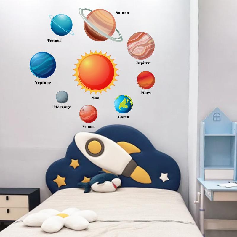 DIY Cartoon Wall Stickers Animal English Letters Astronaut Space Decals for Kids Room Nursery Living Room Decor Self Adhesive Vinyl Art