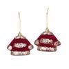 Wine Red Christmas Decorations with Soft-Looking Textured Finish, Gold Trim, and Hanging String for Holiday Tree and Porches