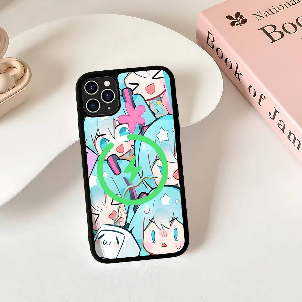 Kawaii H-Hatsune Miku Magnetic Wireless Phone Case For IPhone 17 16 15 14 Plus 13 12 11 Pro Max