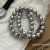 Shi Jia Pearl Necklace: Gray 12M Layered S925 Sterling Silver Design for Women, High-End Niche Clavicle Accessory