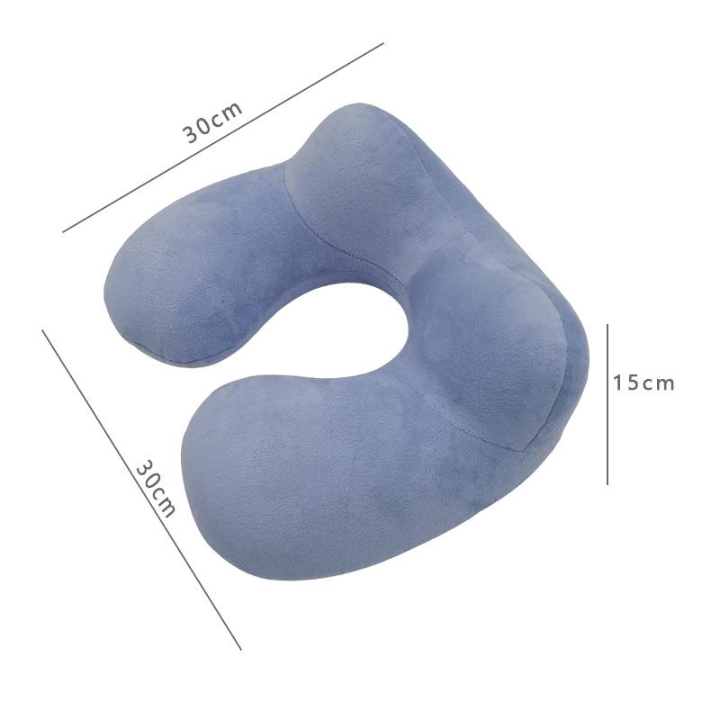 Inflatable U-Shaped Neck Support Pillow - Foldable Portable Milk Silk Travel Essential