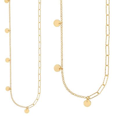 [R4961] - Artisanal Silver Necklace 'Cléopatra' Gilded - Round Pieces 7 Mm