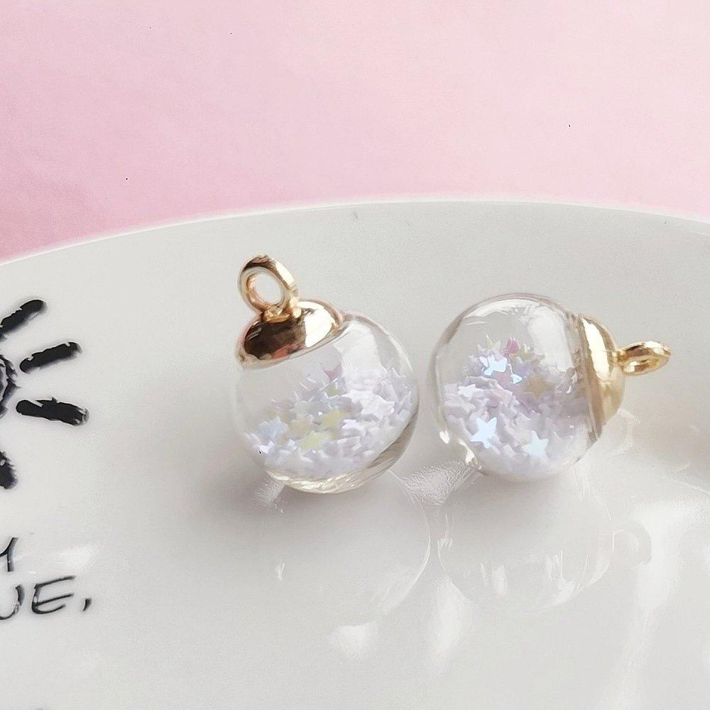 

10/25/50/100pcs Charms Star Transparent Glass Ball 16mm Pendant Craft Making Findings Handmade Jewelry DIY for Earrings Necklace 10pcs белый