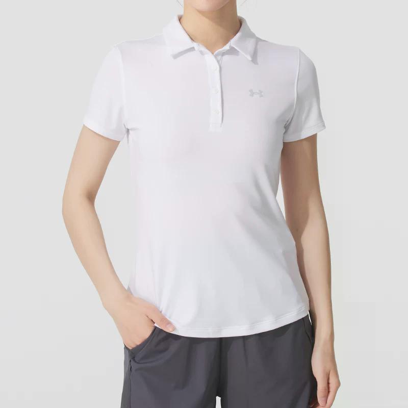 Under Armour Quick-Dry Breathable Running Crew Neck Sports Polo Shirt Women tops 1390369-100
