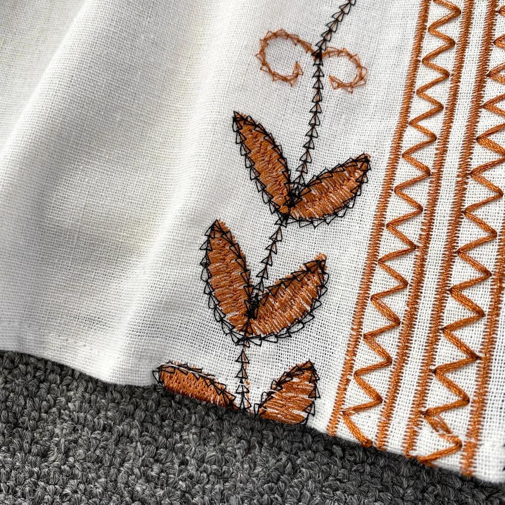 O-neck Floral Embroidery Lantern Sleeve Women Loose Camisas Ethnic Style Spring and Autumn Blouse