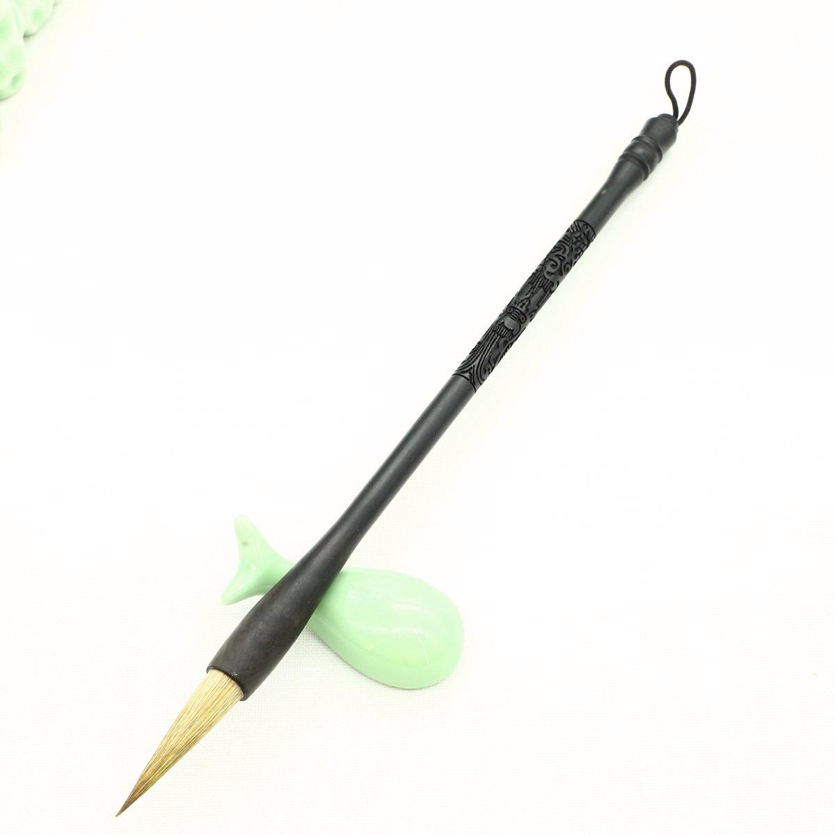 High-End Ebony Dragon Wolf Hair Calligraphy & Chinese Painting Brush Ebony Carved Dragon Wolf Hair Brush No.5