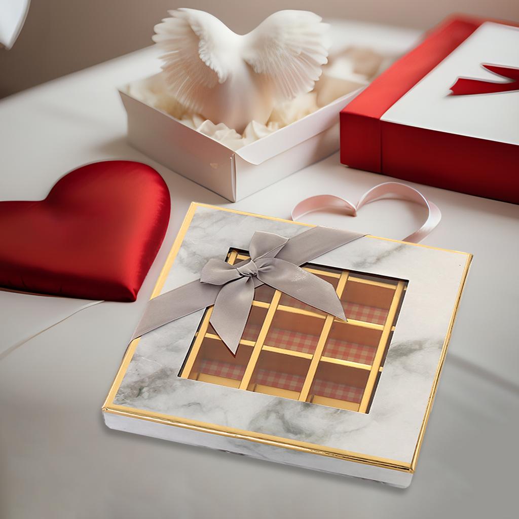 9 Grids Biscuit Boxes Packaging Lightweight Chocolate Display Box Multifunctional Valentines Cookie Boxes for Him Her Holiday