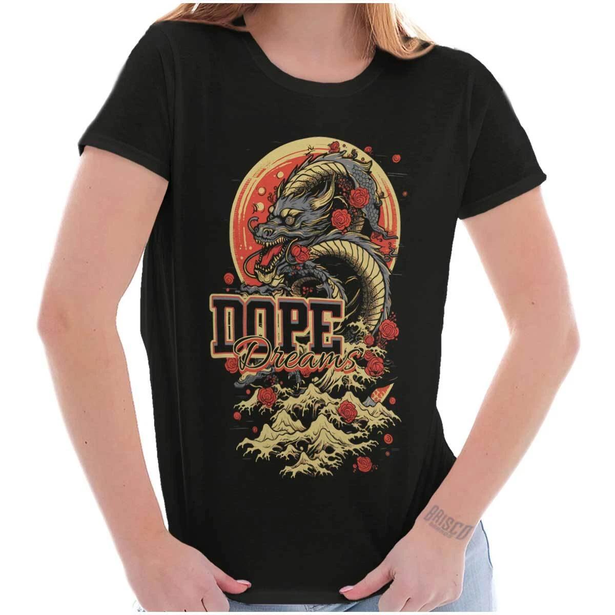 Cool Urban Floral Chinese Dragon Dope Dreams Graphic T Shirts for Women T-Shirts XXXL