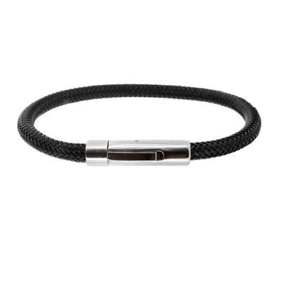 [R5117] – Herrenarmband „Peaceful“ aus schwarzem Stahl – 21 cm 6 mm