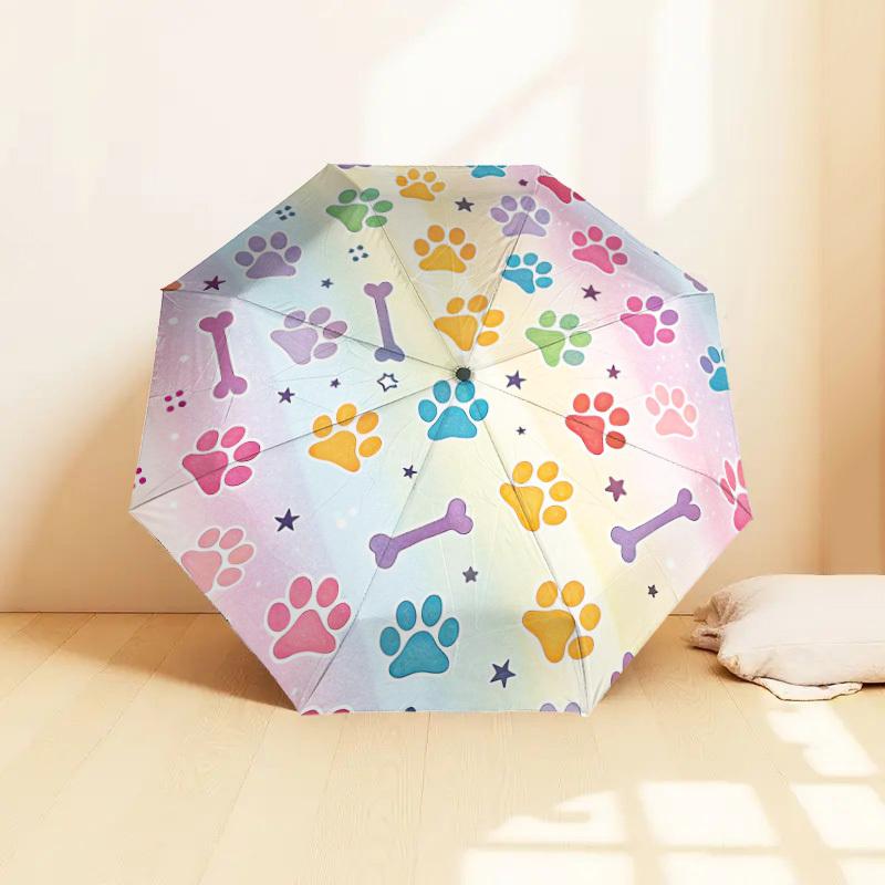 1pc Paw Prints Bone Pattern Umbrella  Automatic Opening and Closing Umbrella, High quality Umbrella, Ideal Gift for Her 198