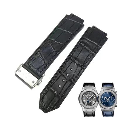 26*19mm Cinturino in Vera Pelle di Mucca e Gomma per Orologi HUBLOT Serie Classic Fusion Universe Big Bang Cintura da Uomo Cinturino per Orologio Fibbia a Farfalla