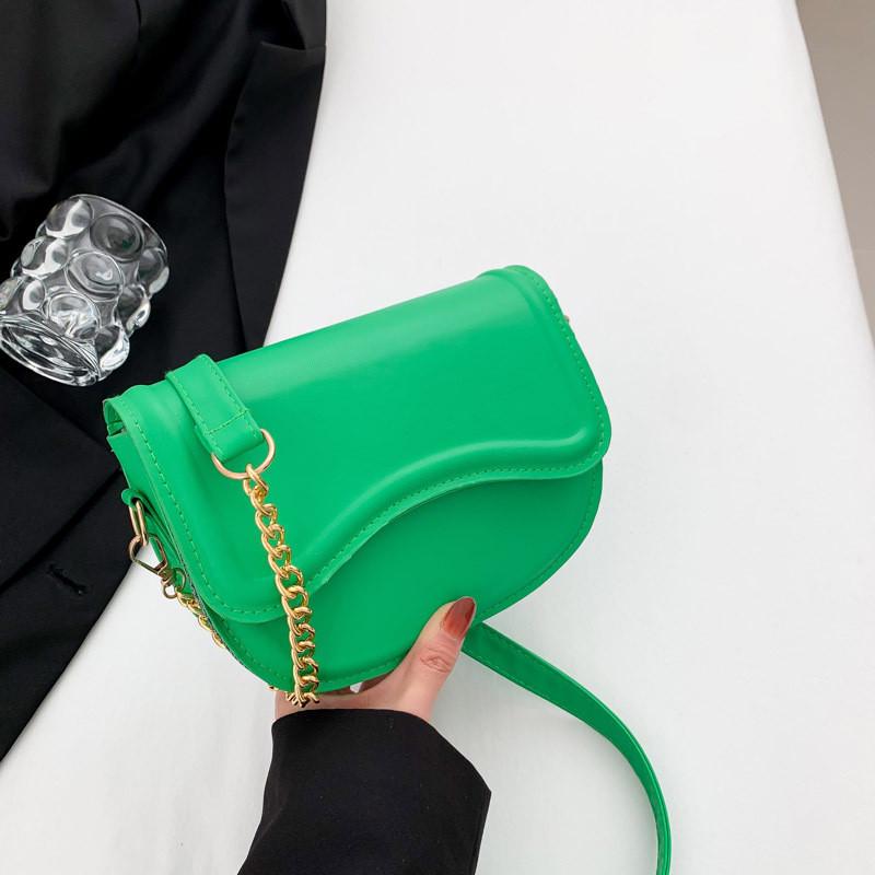 Trendy Korean Style Pu Saddle Bag For Women With Chic Stitching Details зелёный