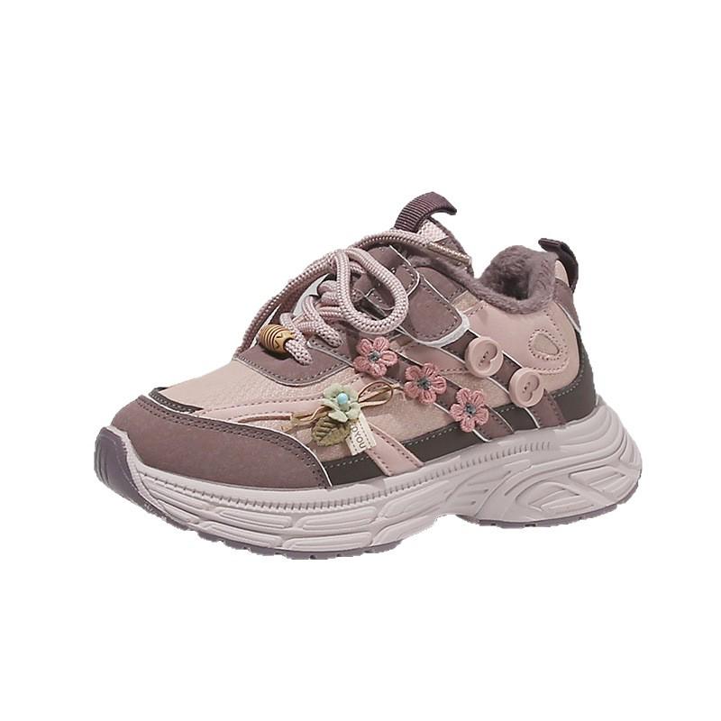 2025 Winter Kids' Velvet Running Shoes - Korean Style for Girls