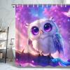 Whimsical Owl Shower Curtain - With Butterflies, Pastel Fantasy Design, Durable Fabric, Ideal For Kids' Bathroom Decor