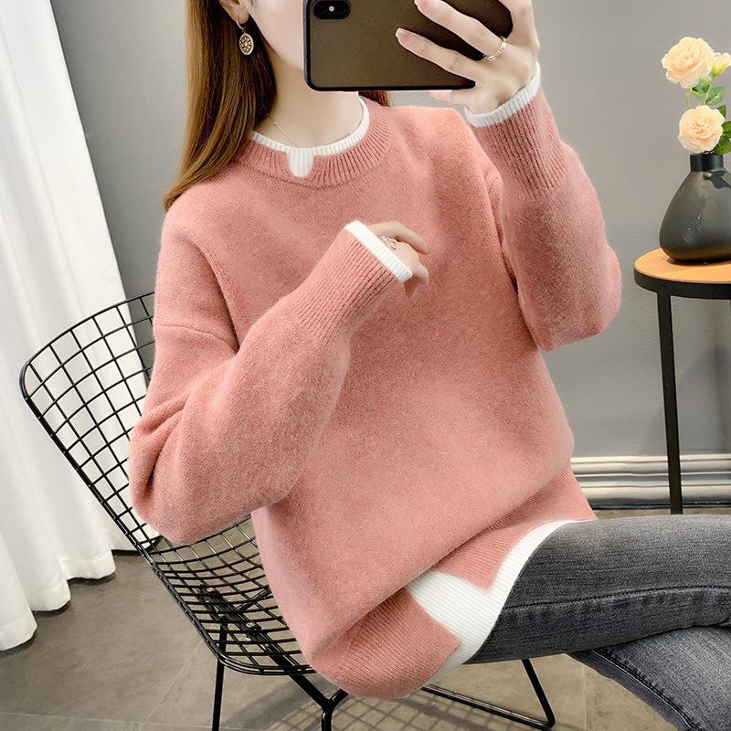 Women's Sweater Autumn and Winter New Loose and Lazy Style Outerwear Pullover Knitted Sweater