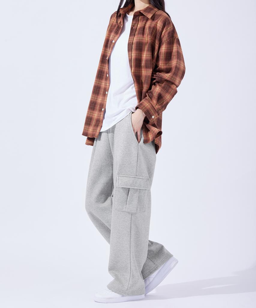 TOPBOY [Non-Fleece Or Fleece-Lined] Comfort Cargo One-Pleat Wide Training Pants Melange