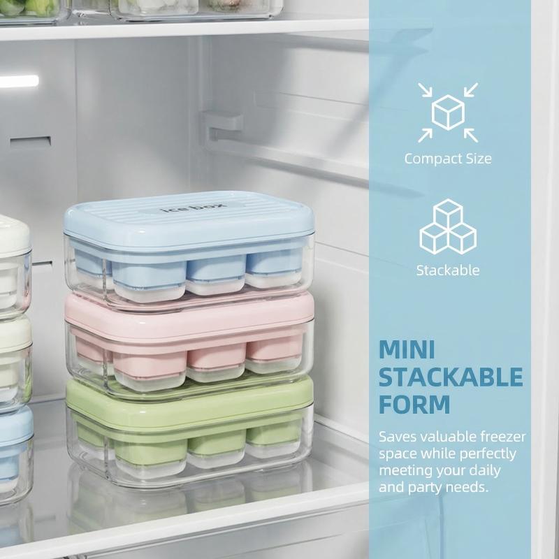 Tray with Lid 6 Grids Silicone Mini Mold Easy Release Freezer Ice Mould for Cocktail Kitchen Bar Use