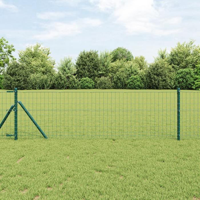 VidaXL Clôture Euro avec 13 poteaux 0,8x25 m en acier galvanisé vert 3350318