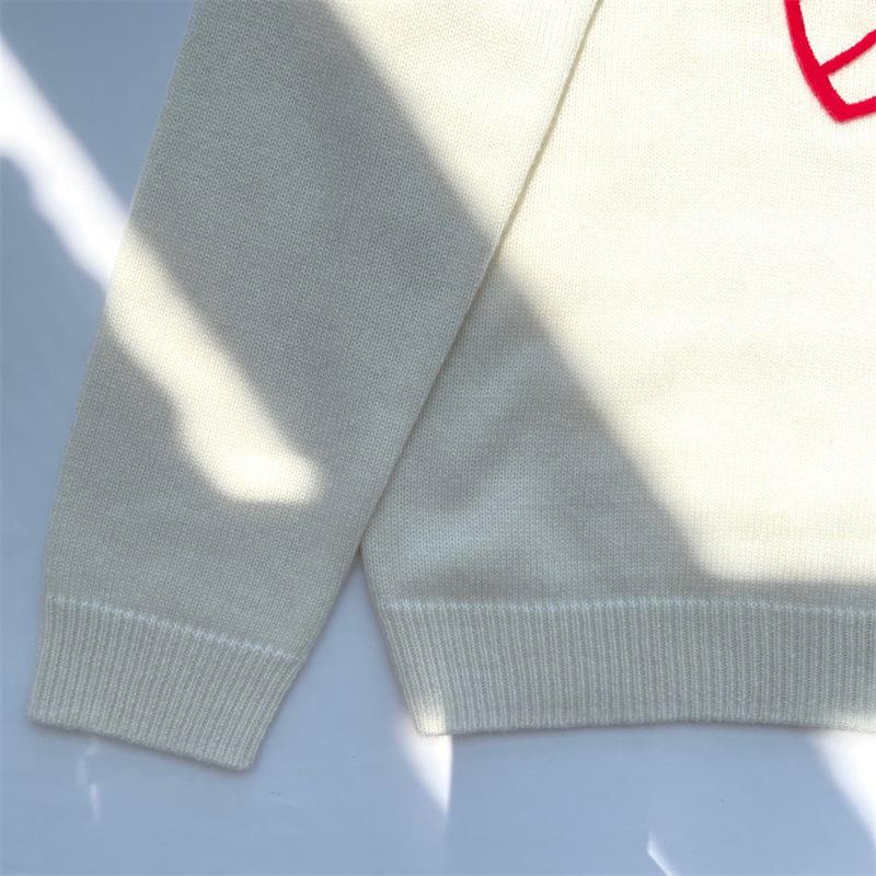 Women's Soft Wool Cashmere Knit Sweater - MAX Letter Bow Round Neck Pullover
