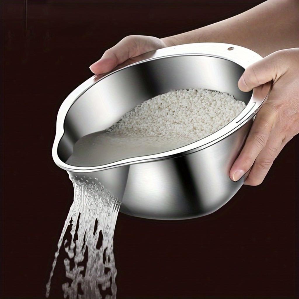 Heavy-Duty Stainless Steel Fine Mesh Strainer & Colander - Rustproof Kitchen Sieve Dishwasher Safe, Efficient Draining & Sifting, Rice Washer Strainer