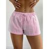 Women's Elastic Lace-up Striped Casual Shorts - Summer 2025