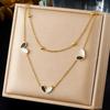 Gold Plated Stainless Steel Two Tone Heart Necklace Bracelet Jewelry Set for Women