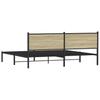 Metal Bed Frame without Mattress Sonoma Oak Finish 193 x 203 cm