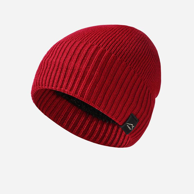 Knitted Hat Men's Autumn Winter Warm Cold-Proof Fleece Hat Outdoor Cycling Sports Cold-Proof Cap