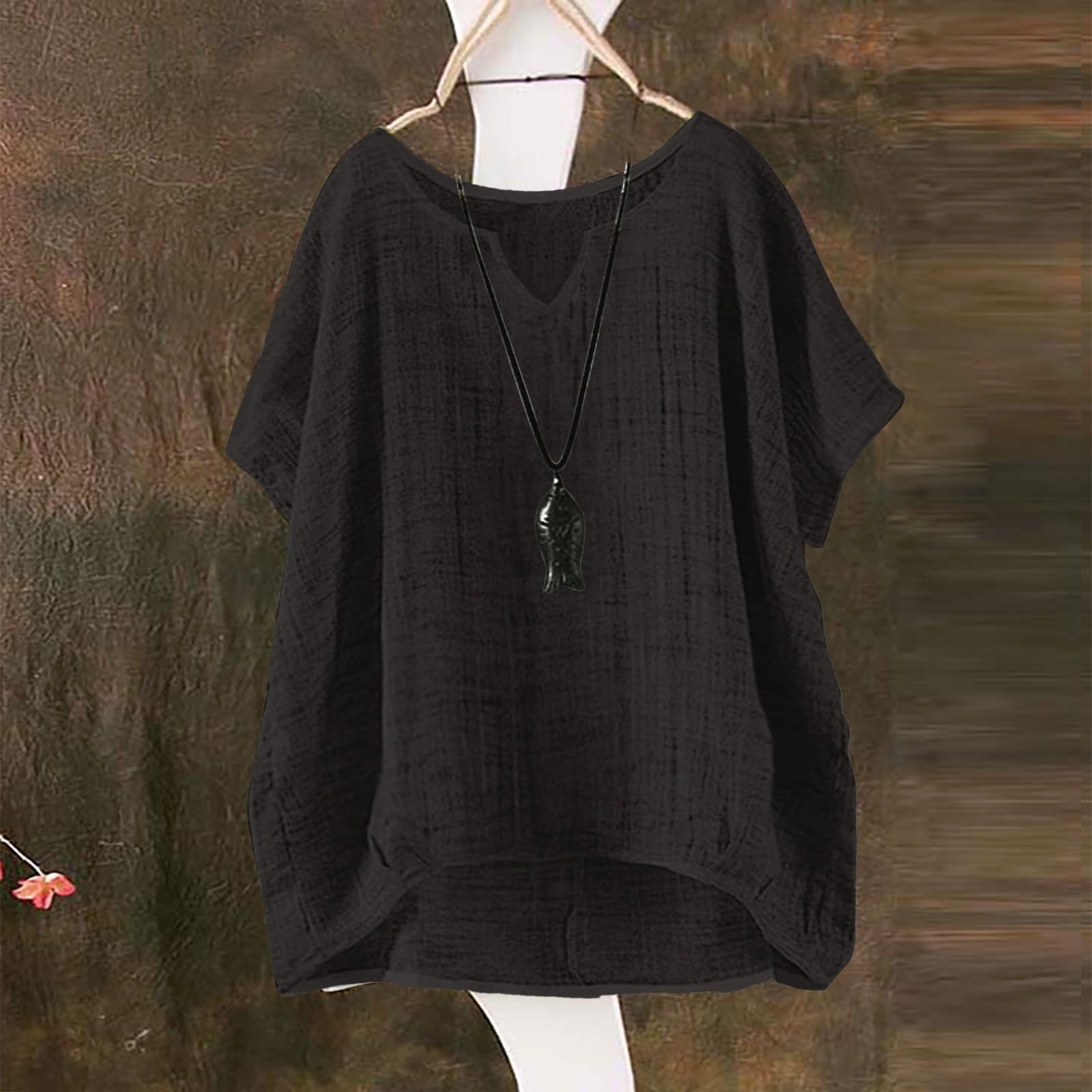 Women s Fashionable Oversized Bohemian- Shirt With Round Neck In Plus Size L