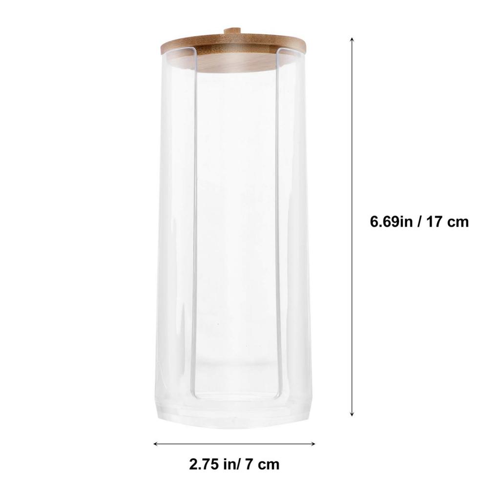 Cosmetic Cotton Organizer, Cosmetic Ball Organizer with Bamboo Lid, Bathroom Storage Bottle, Desktop Hair Accessories Organizer